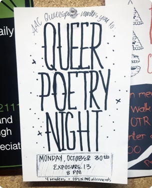 poster reading "queer poetry night"