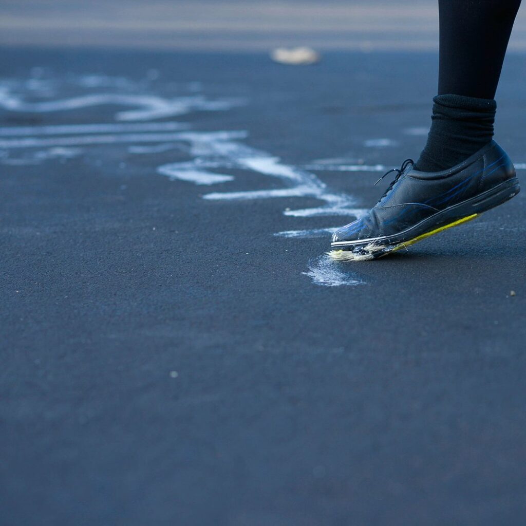 shoe drawing on ground