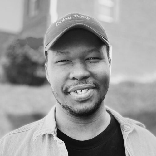 black and white headshot of man