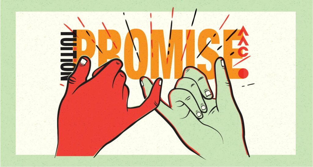 illustration of pinky swear hands, reads tuition promise