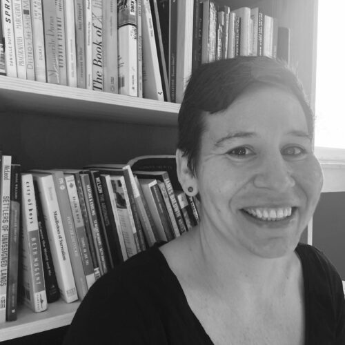 black and white headshot of woman