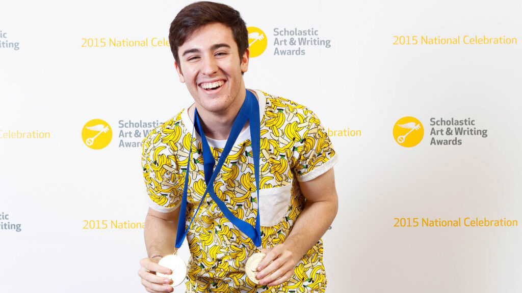 alum with scholastic award medals