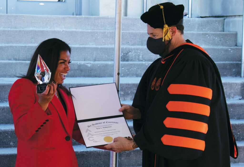 Tyra Patterson receiving a bachelors degree
