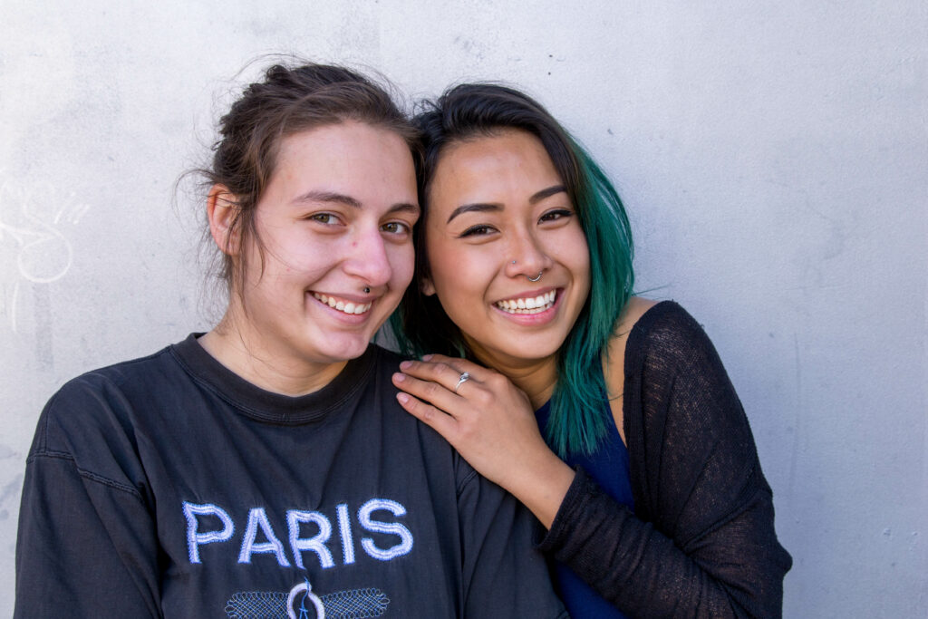 two students smiling