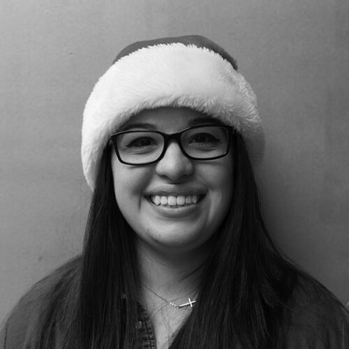 black and white headshot of woman