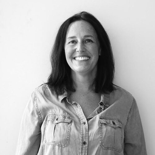 black and white headshot of woman