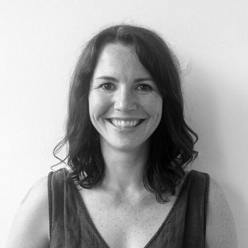 black and white headshot of woman