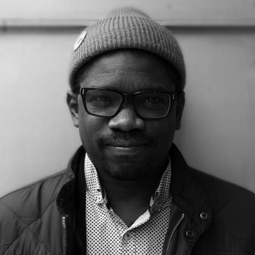 black and white headshot of man