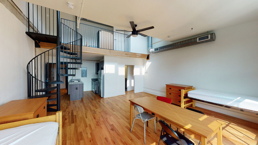 interior of loft dorm room