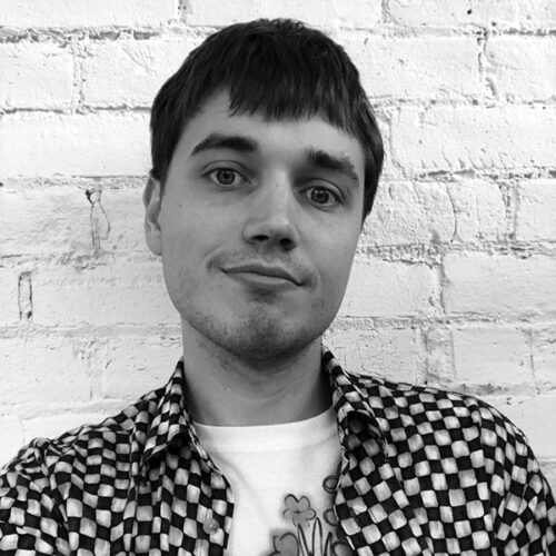 black and white headshot of man