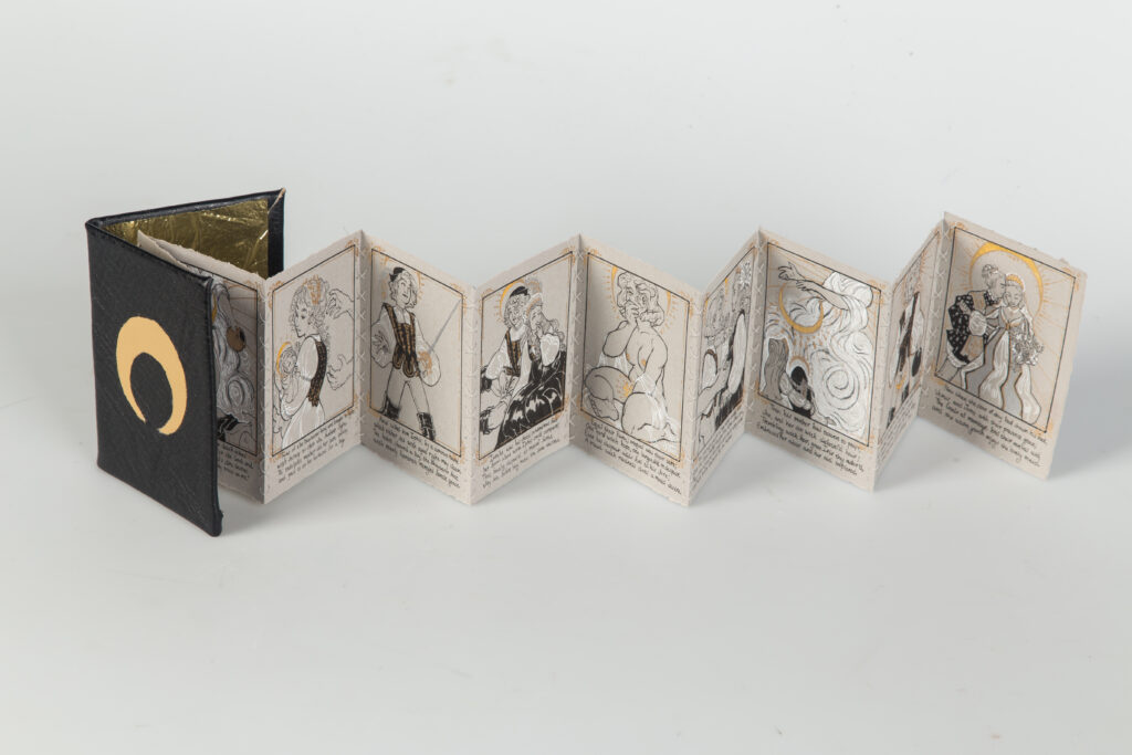 handmade book with accordion page illustrations