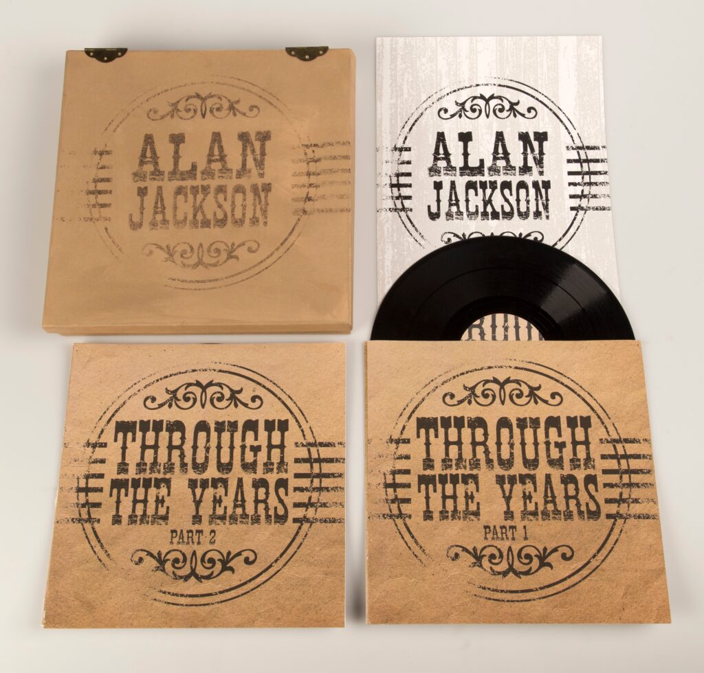 package design for Alan Jackson records in brown