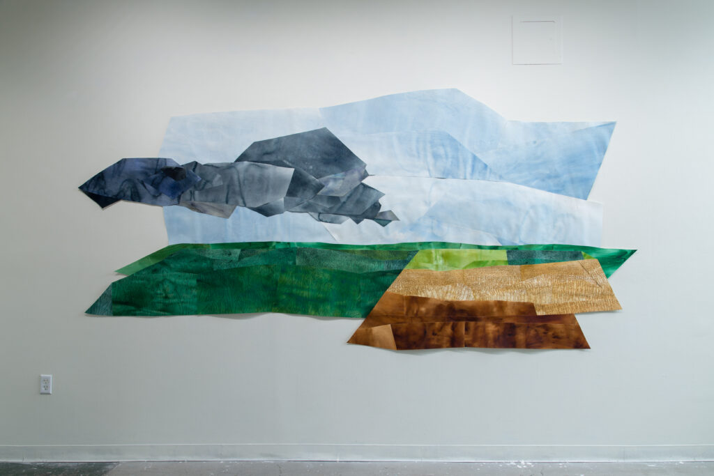 landscape made of prints and cut paper collage