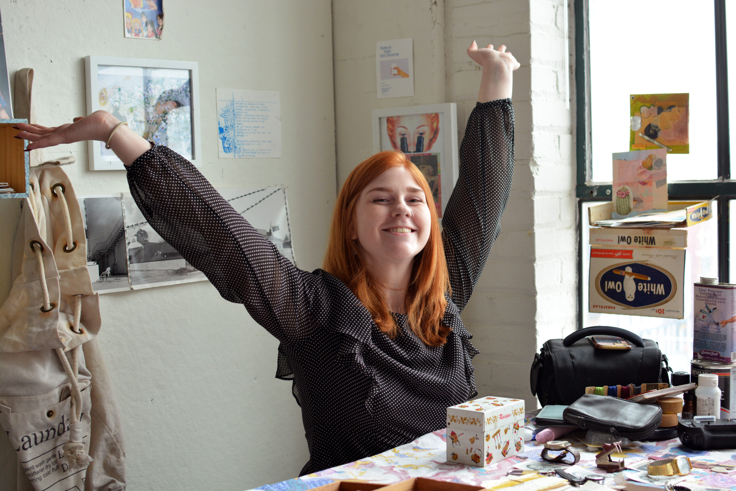 student smiling in studio