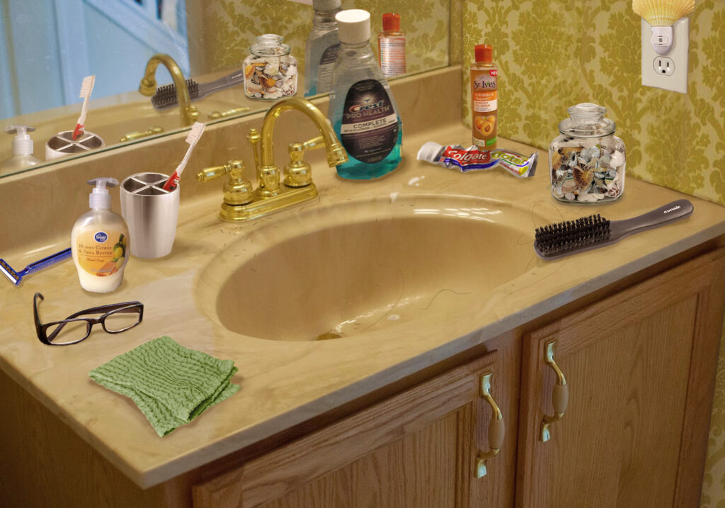 photo collage of bathroom sink