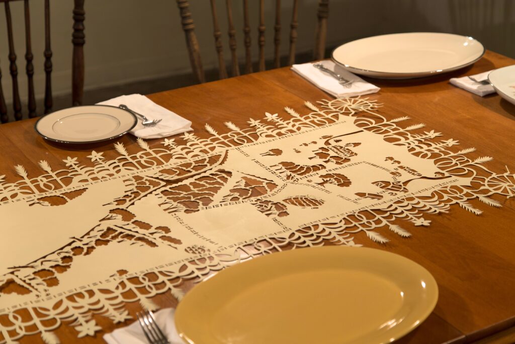 table and ochre plates