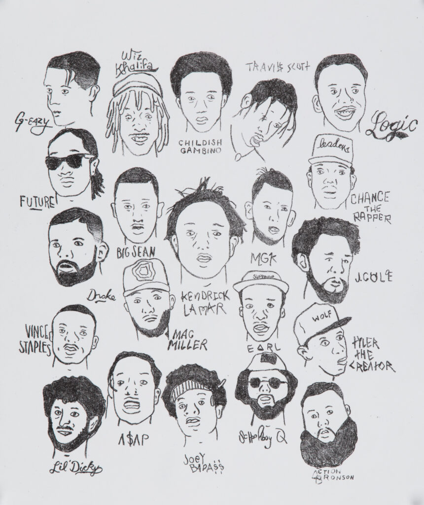 illustrative portraits of famous rappers