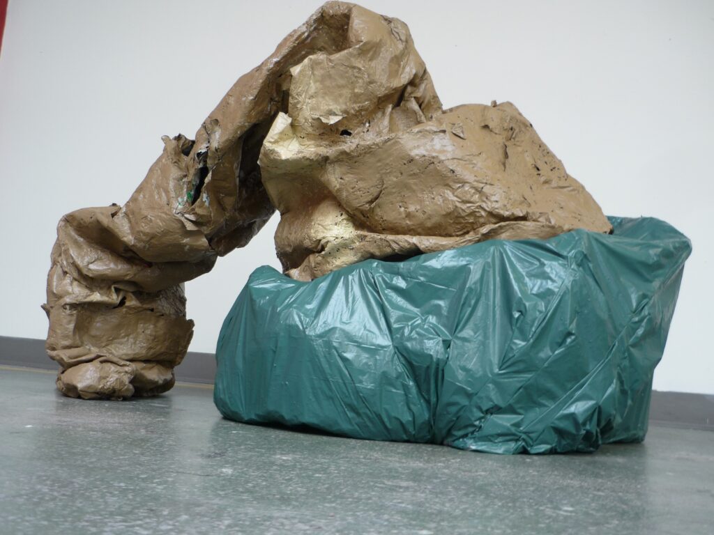 green and gray soft sculpture