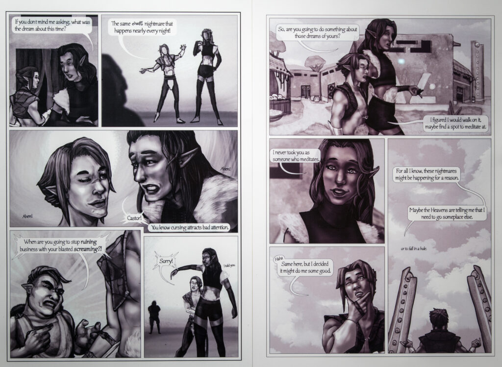 black and white illustration of elf and fairy stuff