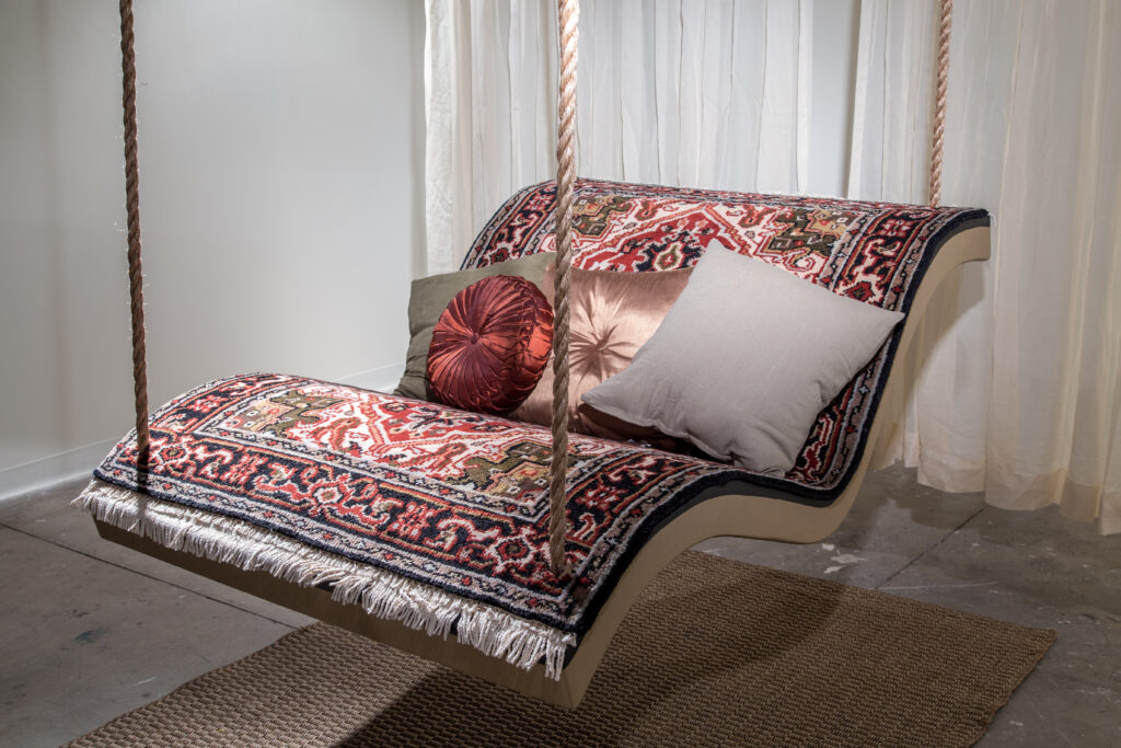 hanging magic carpet loveseat with ropes