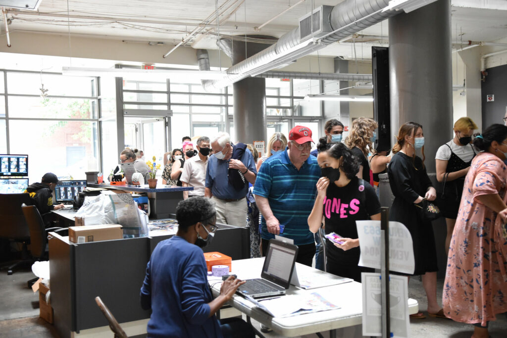 crowd in lobby