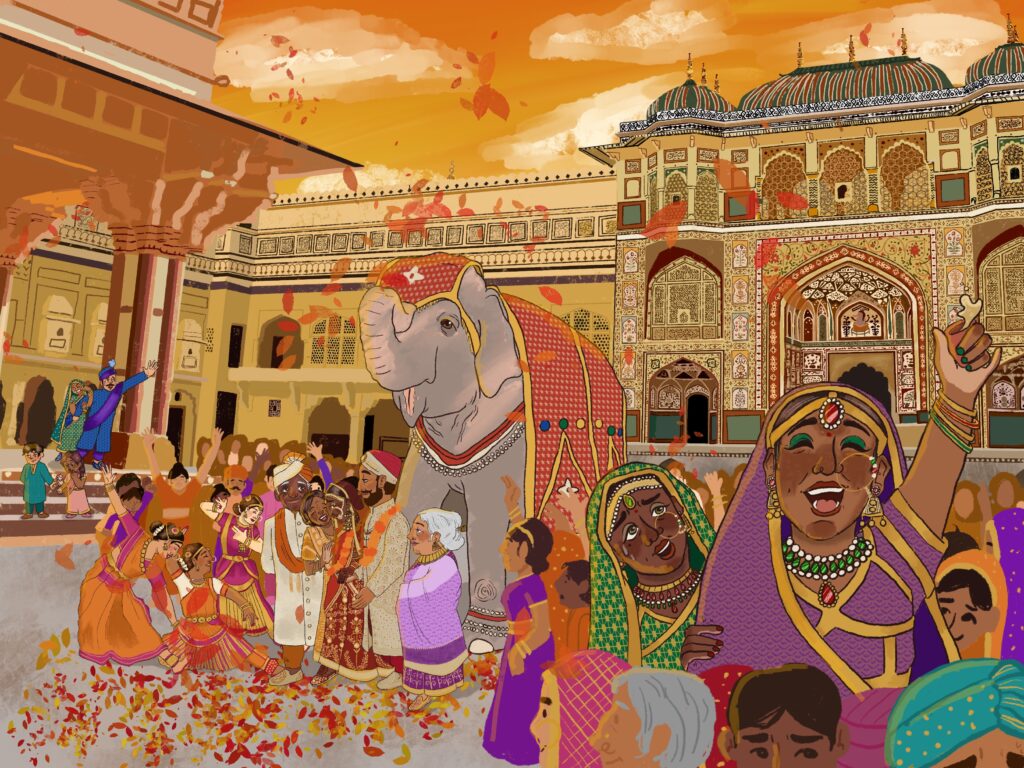 illustration of Indian festival and elephant