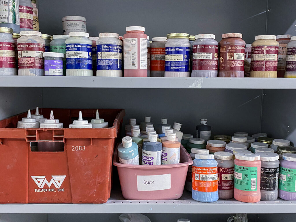 powder glaze on shelves