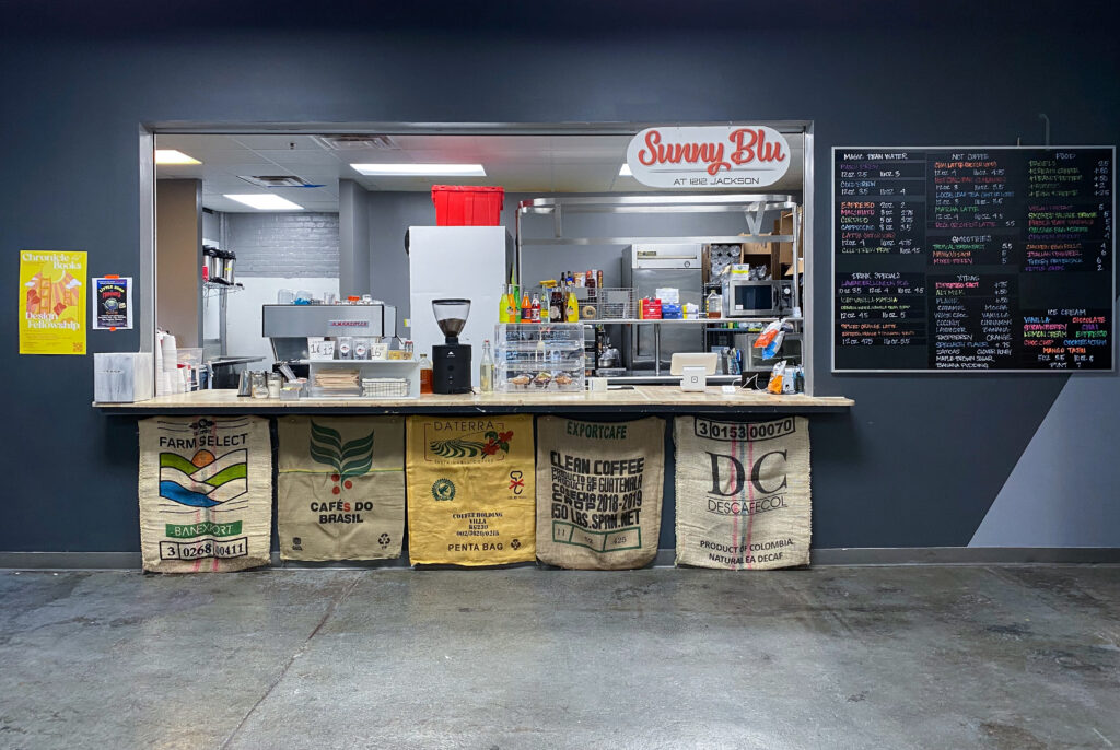 cafe window with menu on wall