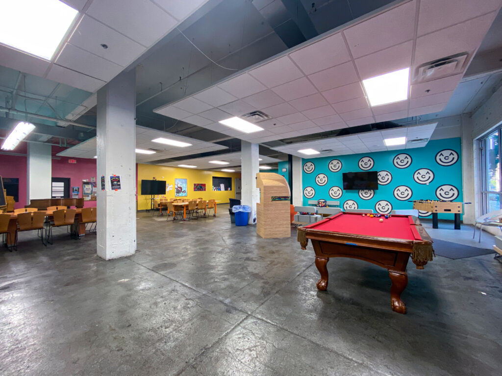 large common area with pool table