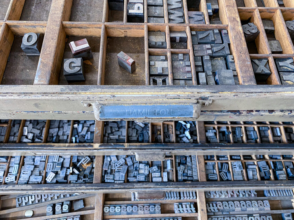 photo of letterpress type case