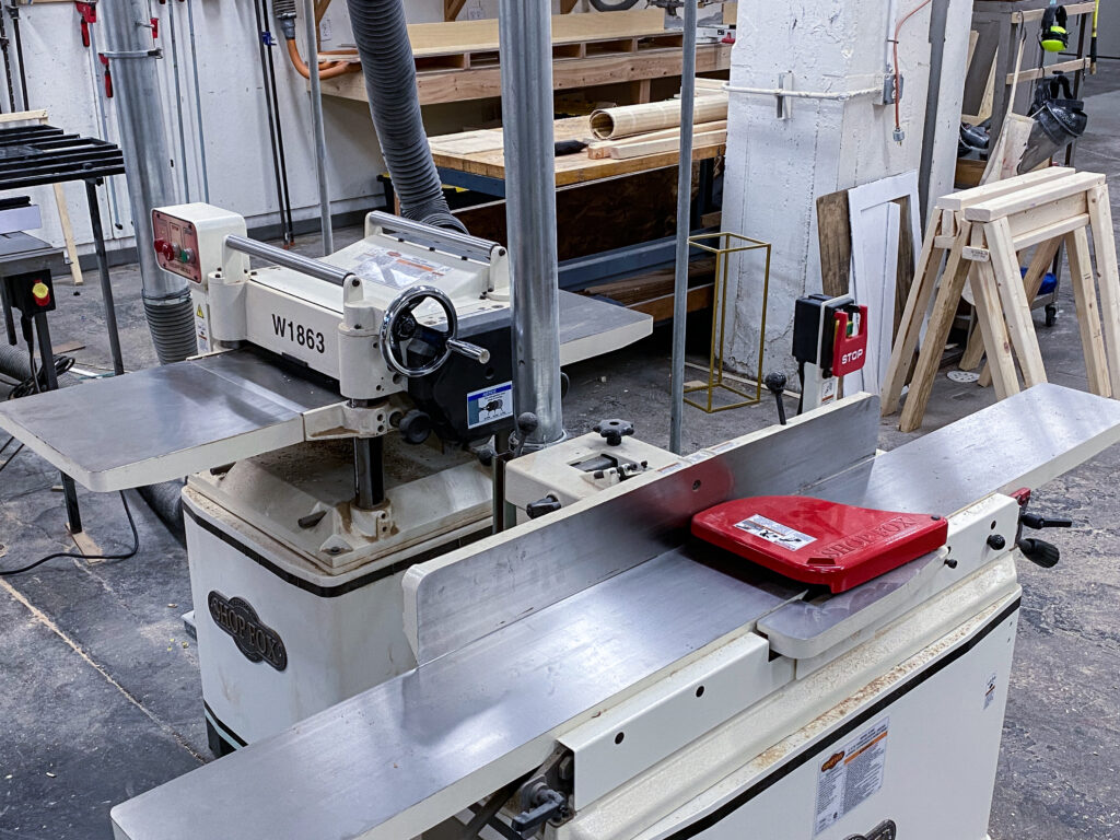 planer and jointer in wood shop
