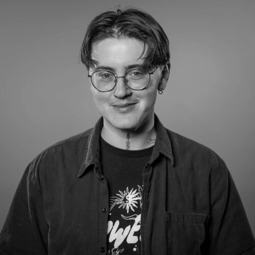black and white headshot of person