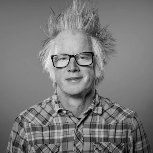 black and white headshot of man