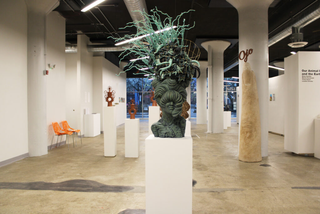 Ceramic sculptures on display as part of the NCECA conference in SITE1212 at the Art Academy of Cincinnati.