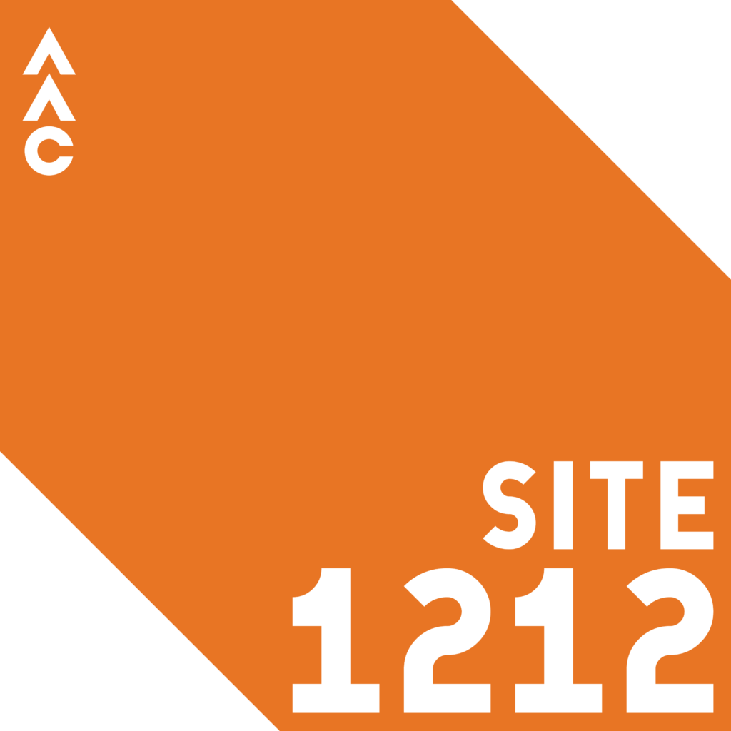 orange graphic logo for "SITE 1212, a.a.c."