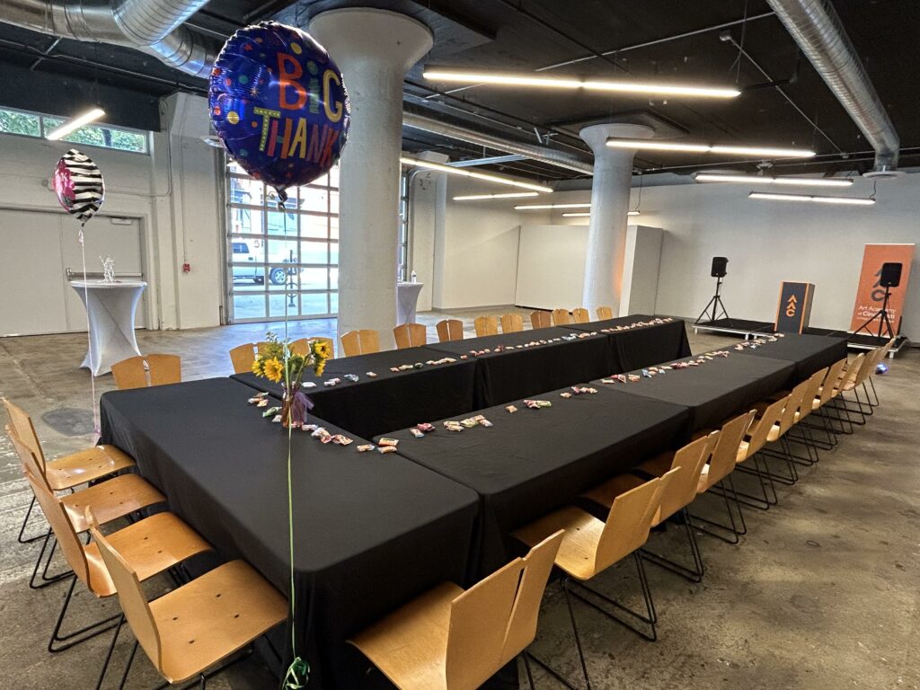 Chairs and table set up for AAC Employee Appreciation Lunch