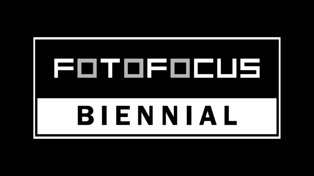 Black and white logo that says FotoFocus on top and Biennial on the bottom