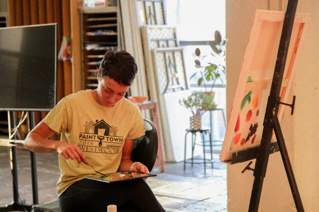 A student painting