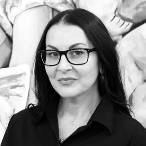 Woman in glasses and smile