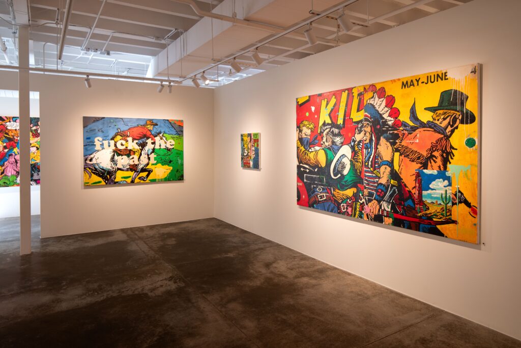 Installation shot of No More Cowboys by Matt Eddmenson