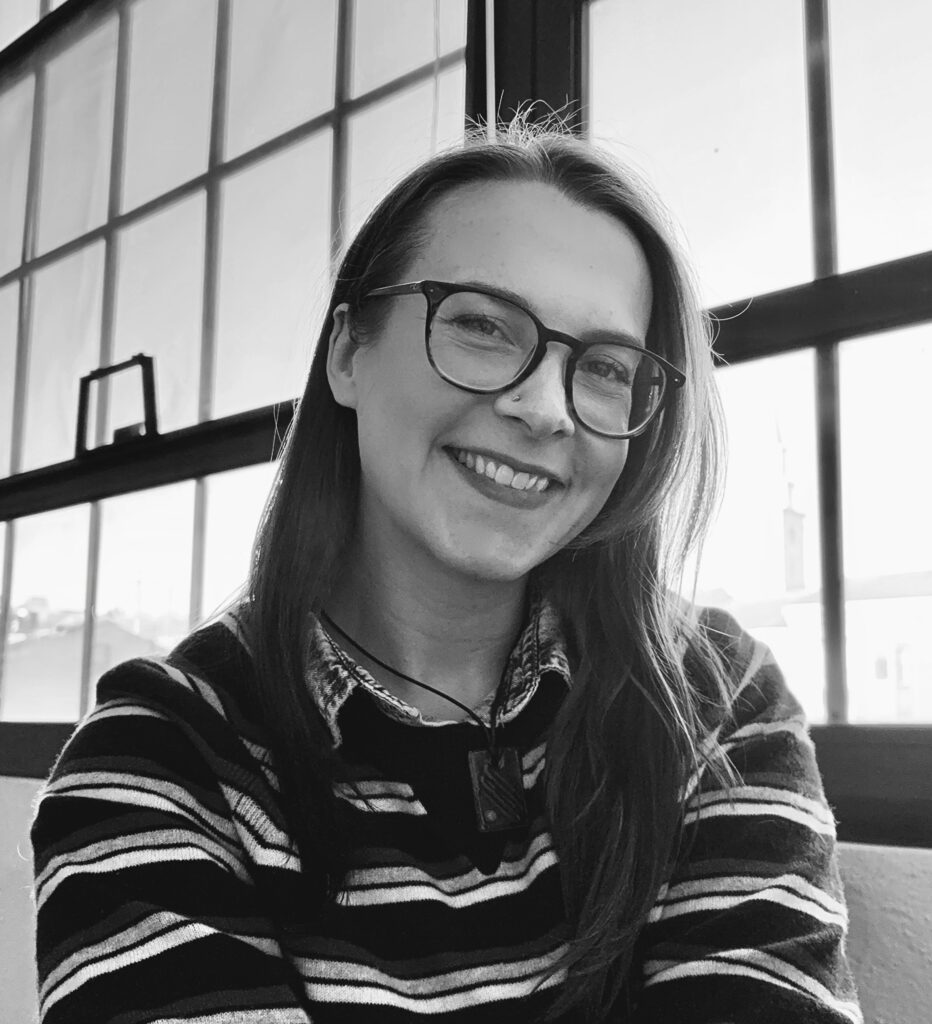 photo of Rachel Linnemann smiling in black and white