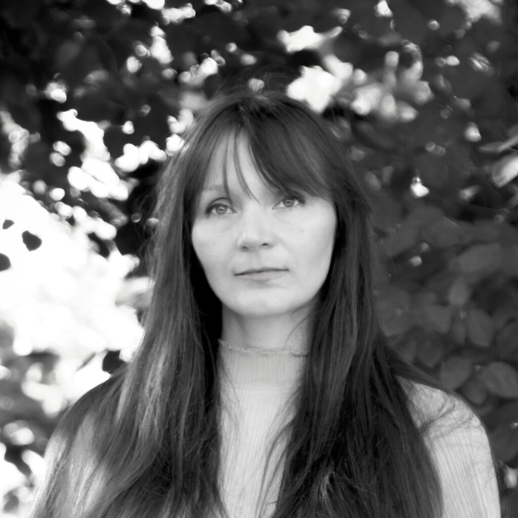 photo of Kelly Kroener in black and white
