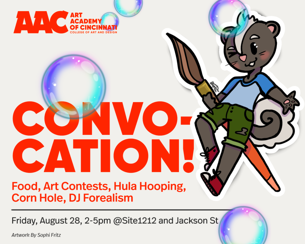 event graphic for AAC Convocation with an illustration of a skunk and brush