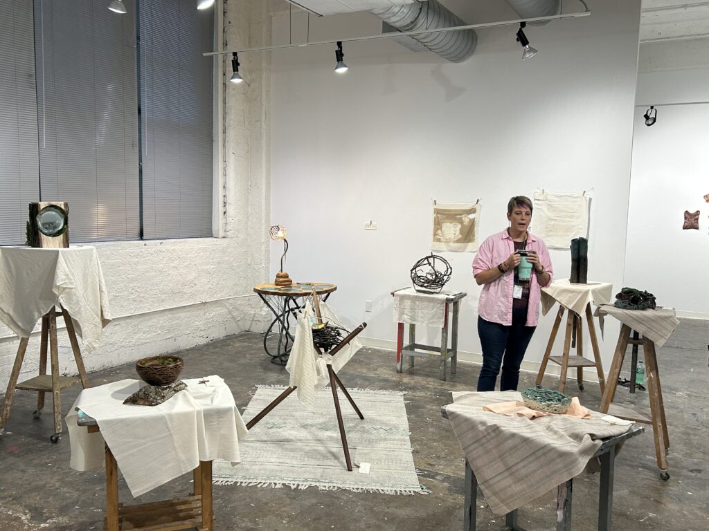 natural material sculptures in a gallery by Julie Harwood