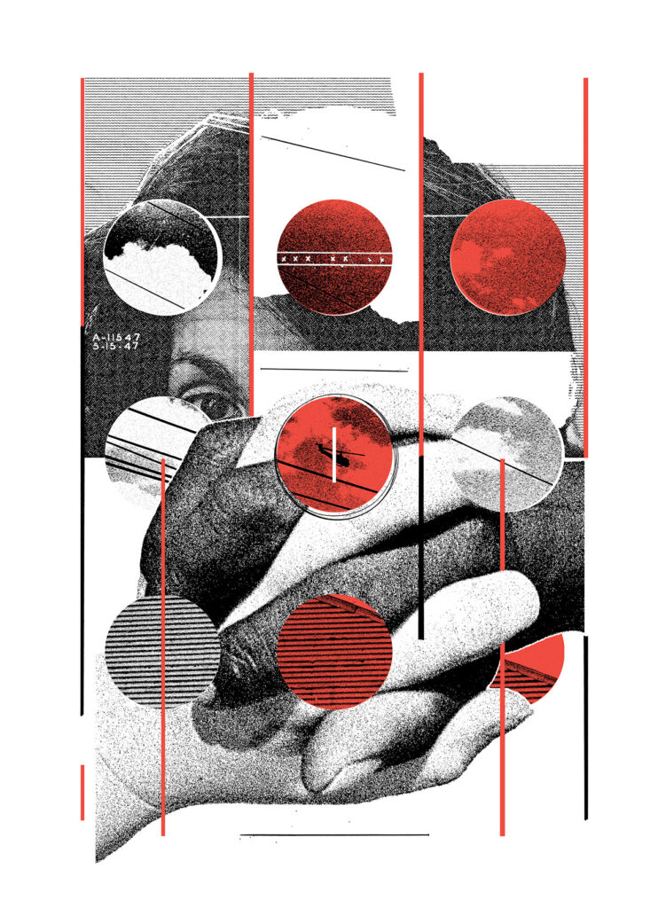 black and red graphic screen print poster collage
