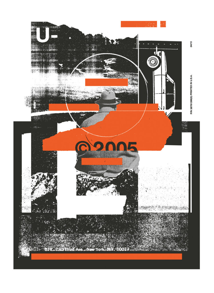 graphic screen print in black and orange