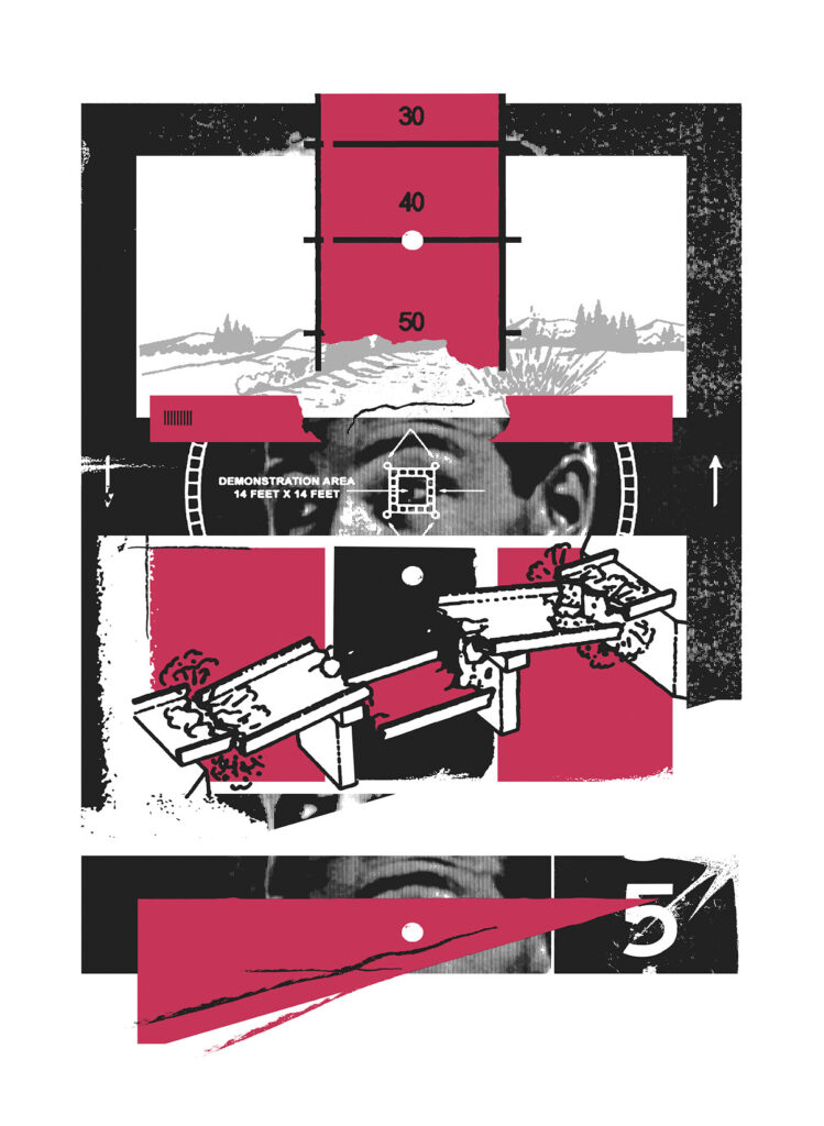 graphic screen print poster in black and red