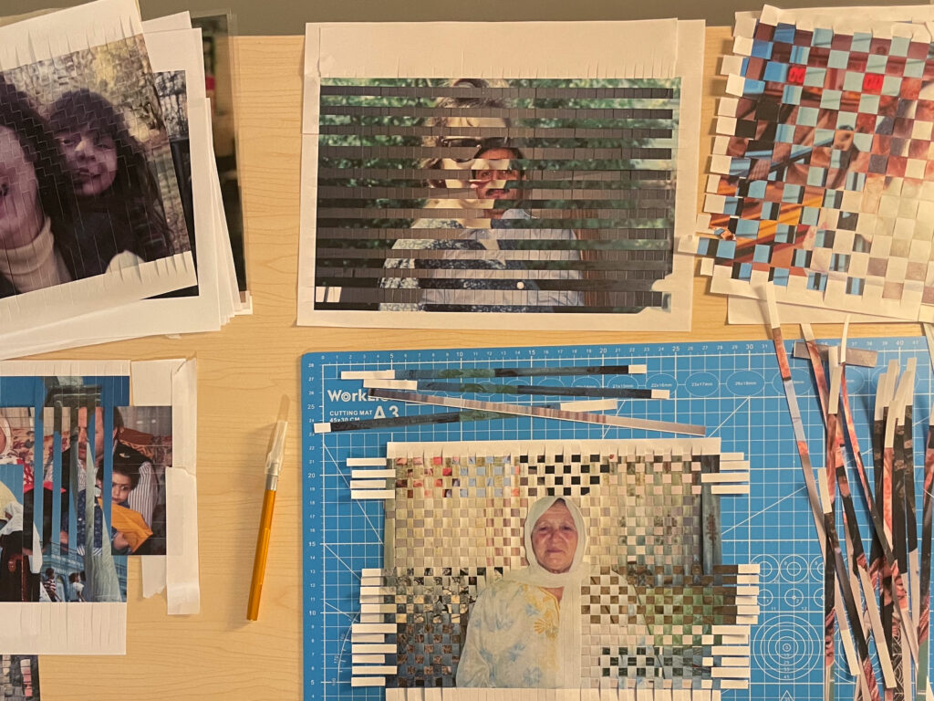Picture of photos being woven together.